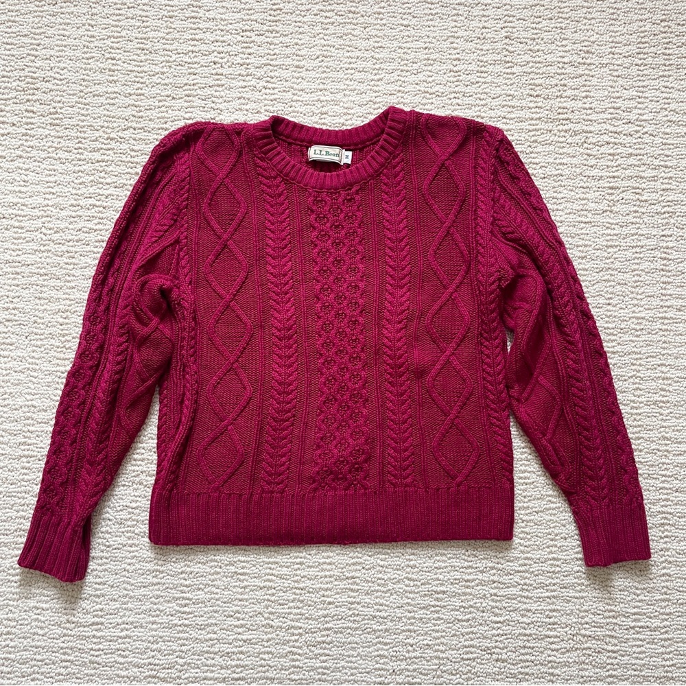 Vintage 90s L.L.Bean Cotton Fisherman Sweater - USA Made!